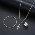Stainless Steel Simple Jewelry Set For Men Women Fashion Silver Color