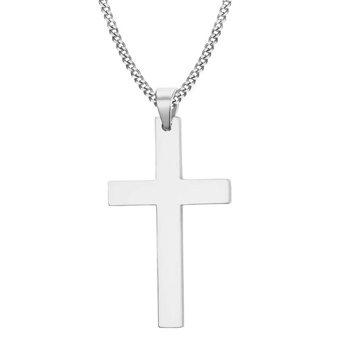 Fashion Stainless Steel Cross Pendant Necklace For Women Men Link