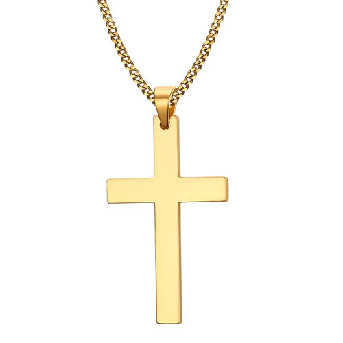 Fashion Stainless Steel Cross Pendant Necklace For Women Men Link