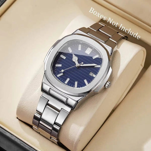 Luxury Men Business Watches Fashion Square Dial Stainless Steel Strap