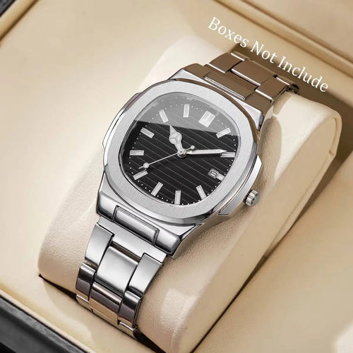 Luxury Men Business Watches Fashion Square Dial Stainless Steel Strap