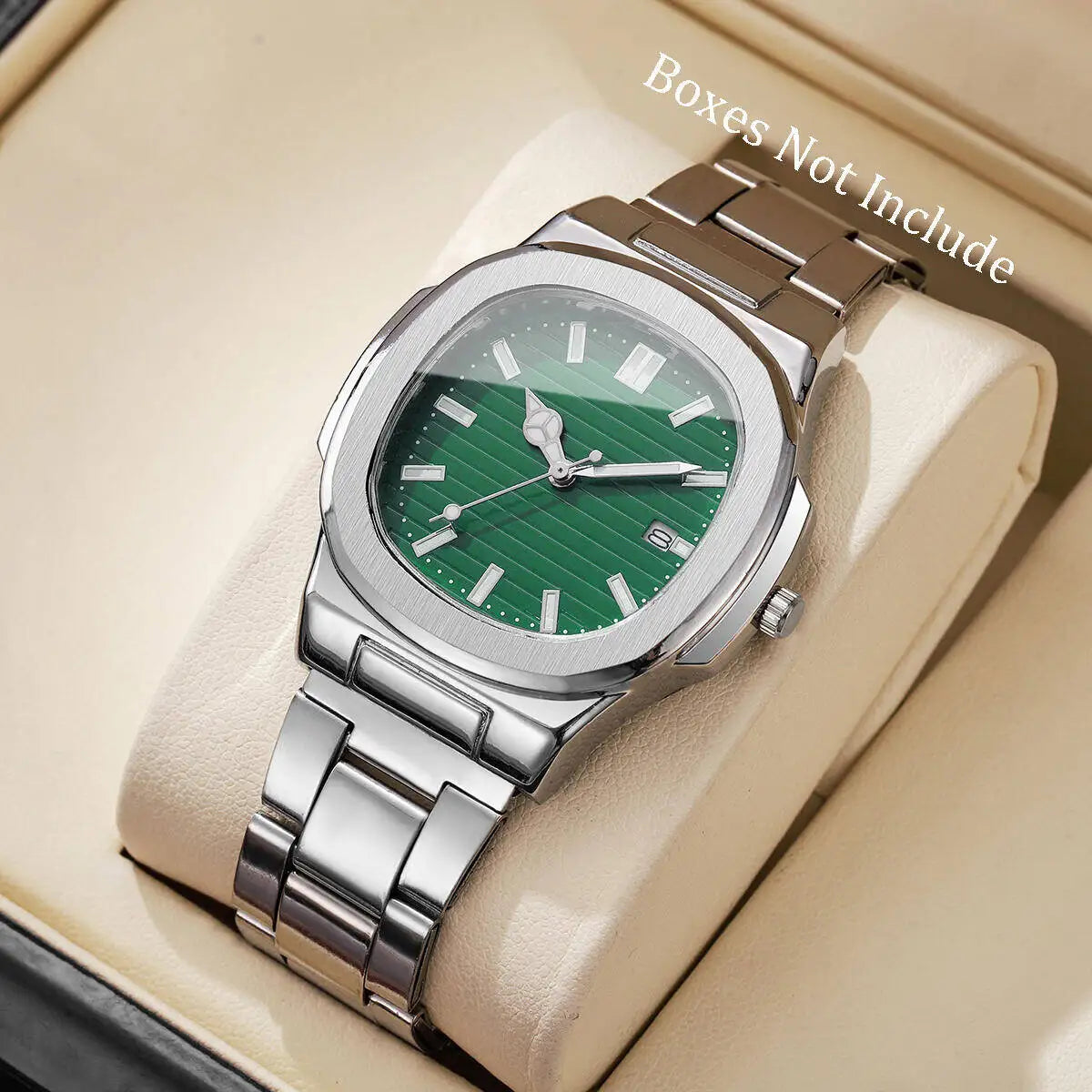 Luxury Men Business Watches Fashion Square Dial Stainless Steel Strap