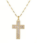 CUBIC ZIRCONIA CROSS PENDANT NECKLACE